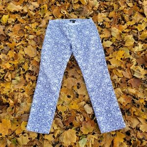 White House Black Market Purple White Patterned Floral Tile Print Jeans 12 R